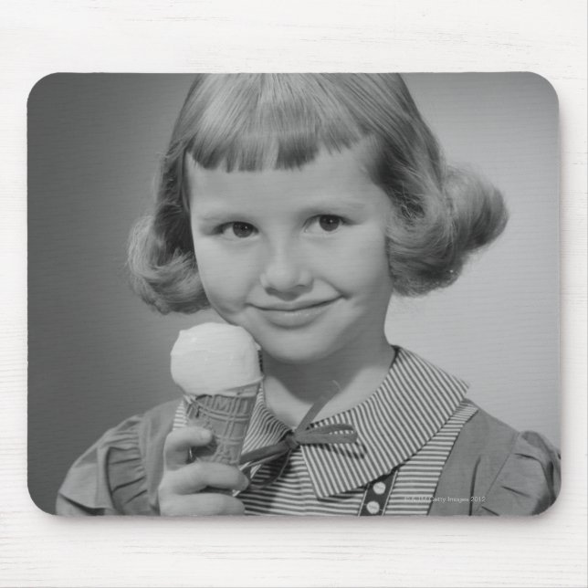 Girl Eating Ice Cream Mouse Mat (Front)