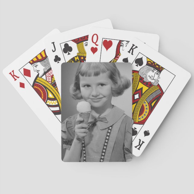 Girl Eating Ice Cream Playing Cards (Back)