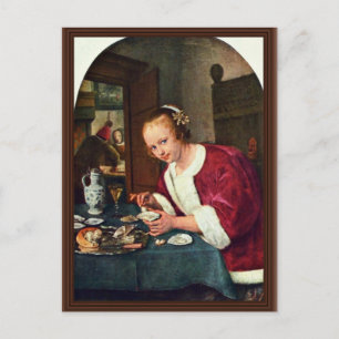 Girl Eating Oysters., Oestereetstertje  By Jan Ste Postcard