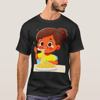 Girl Eating Spaghetti - 2  T-Shirt