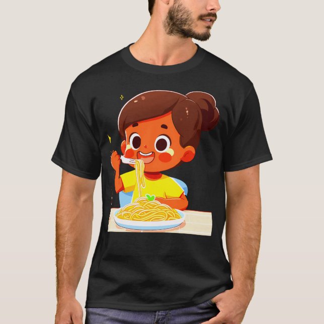 Girl Eating Spaghetti - 2  T-Shirt (Front)
