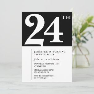 Girl Elegant 24th birthday invitation Chic Simple