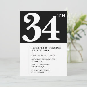 Girl Elegant 34th birthday invitation Chic Simple