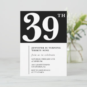Girl Elegant 39th birthday invitation Chic Simple