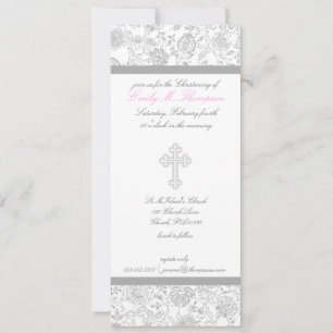 Girl Elegant Cross Christening Invitations