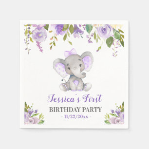 Girl Elephant 1st 2nd Birthday Party Little Peanut Napkin