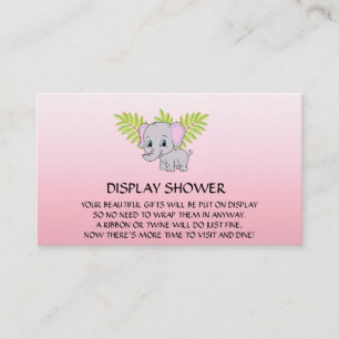 Girl Elephant Baby Shower Display Shower Pink Enclosure Card