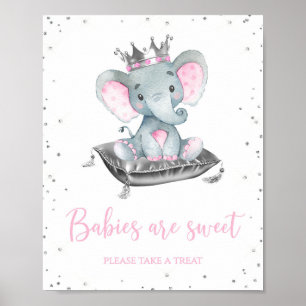 Girl Elephant Baby Shower Favour Table Signs