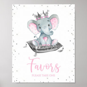 Girl Elephant Baby Shower Favour Table Signs