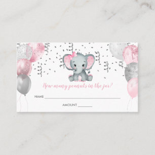 Girl Elephant Baby Shower How Many Peanuts Card