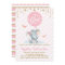 Girl Elephant Baby Shower Pink Gold Star Invite