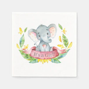 Girl Elephant Baby Shower Pink Napkins
