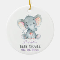 Girl Elephant Baby Shower Purple and Grey