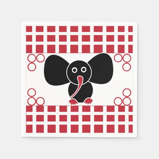 Girl Elephant Birthday Napkin (Front)