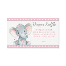 Girl Elephant Diaper Raffle Tickets