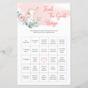 Girl Elephant Eucalyptus Find The Guest Bingo game