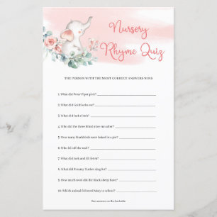 Girl Elephant Eucalyptus wreath Nursery Rhyme Quiz