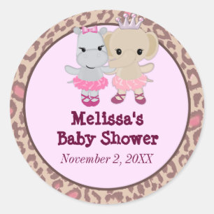 GIRL ELEPHANT HIPPO Tu Tu Cute Baby blank TTC #7 Classic Round Sticker