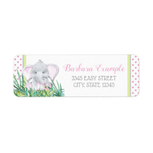 Girl Elephant Return Address Labels