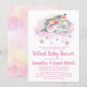 Girl Elephant Virtual Baby Shower Invitation