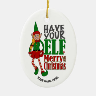 Girl Elf a Christmas Customizable Ornament