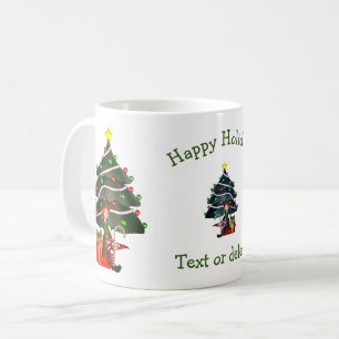 Girl Elf Christmas Tree Personalised Holiday  Coffee Mug