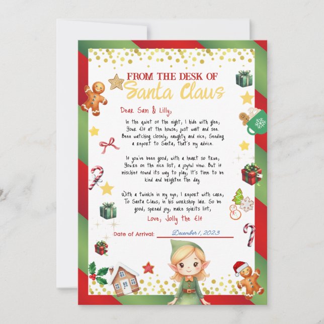 Girl Elf Letter Christmas/Holiday Invitation (Front)
