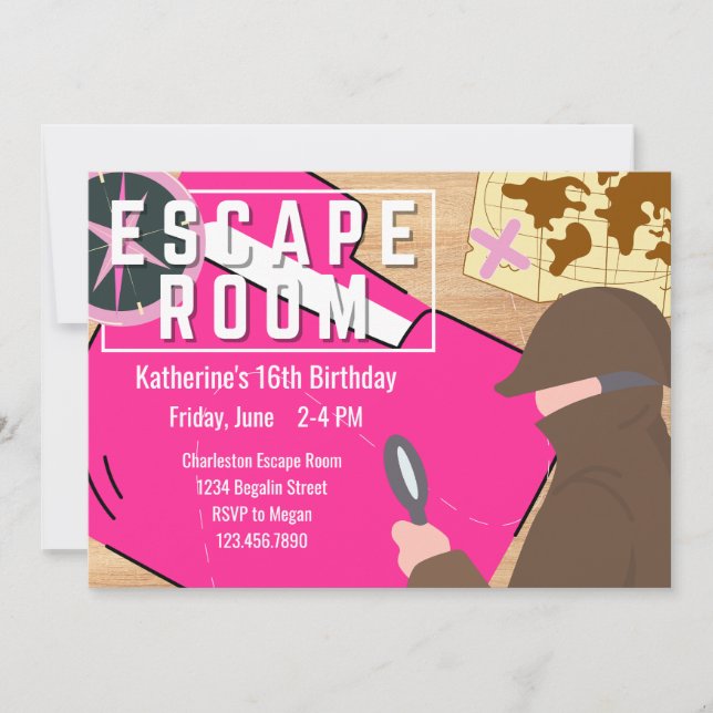 Girl Escape Room Party Steampunk Mystery Birthday  Invitation (Front)