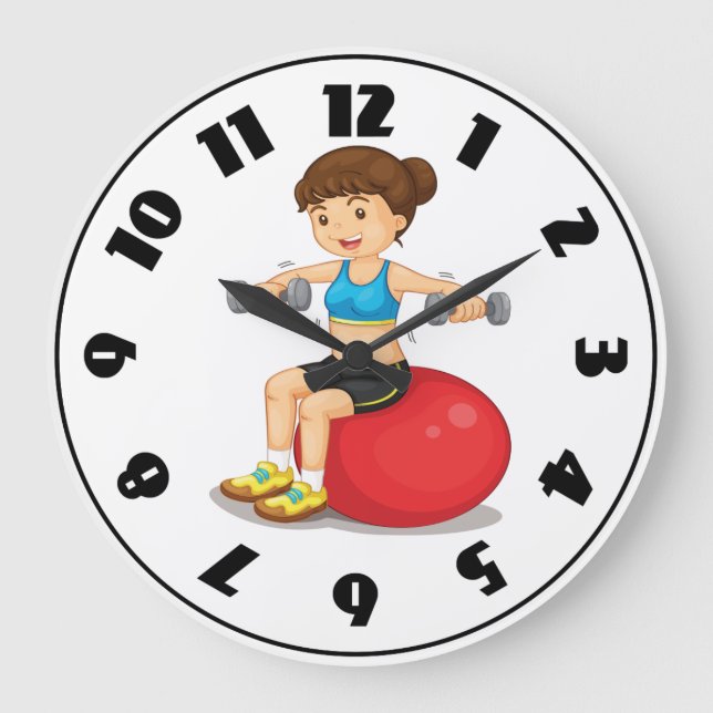 Girl Exercising With Weights Clock (Front)
