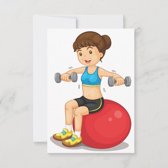 Girl Exercising With Weights Invitations (Front)