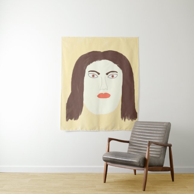 girl face abstract painting art tapestry (In Situ)