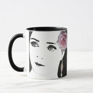 Girl face Fiona name customizable pretty pink rose Mug