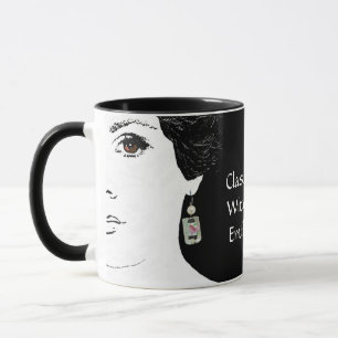 Girl face floral fashion femme customizable name mug