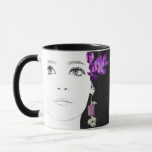 Girl face pretty purple crocus floral fashion art