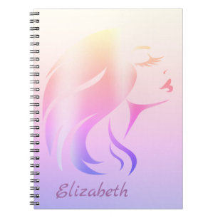 Girl Face Silhouette, Ombre - Personalised Notebook