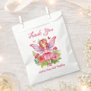 Girl Fairy First Birthday Cute Pink Watercolor Favour Bags