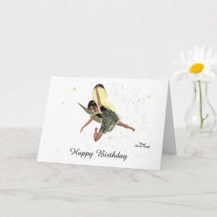 Girl Fairy With Yellow Wings Birthday Card