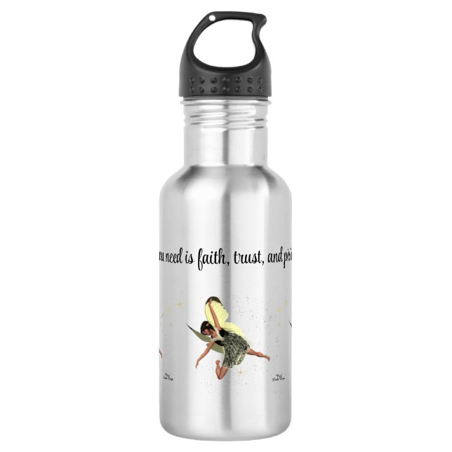 Girl Fairy With Yellow Wings Water Bottle (Front)