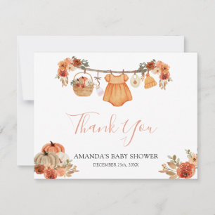 Girl Falling In Love Clothes Baby Shower Thank You Card