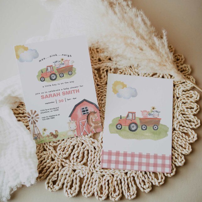 Girl Farm Animals Baby Shower Invitation (Creator Uploaded)