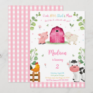 Girl Farm Birthday Invitation