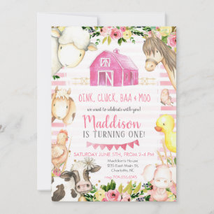 Girl Farm Birthday Invitation