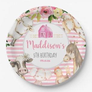 Girl Farm Birthday paper plate