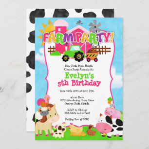 Girl Farm Invitation - Farm Birthday for Girls