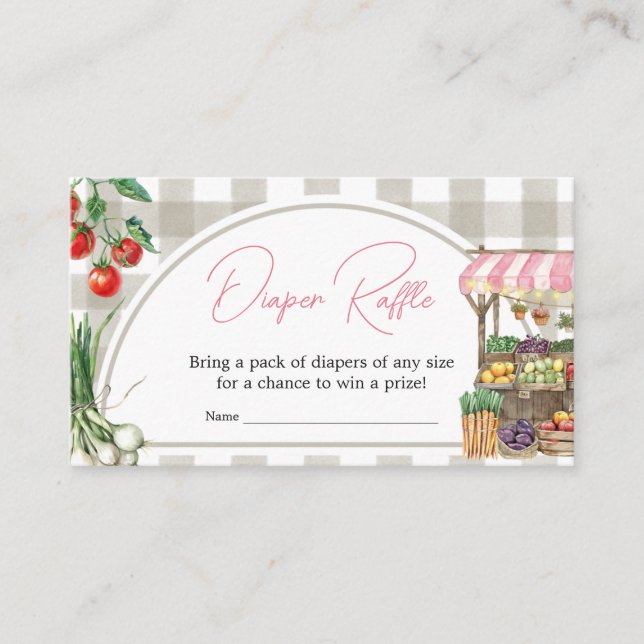 Girl Farmers Market Locally Grown Diaper Raffle Enclosure Card (Front)