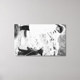 Girl Feeding Bear Cub in Seward Canvas Print
