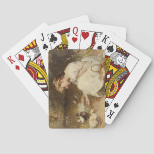 Girl Feeding Ducks (by Frederick Morgan) Playing Cards