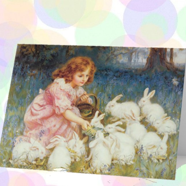 Girl feeding Rabbits  Holiday Card (Creator Uploaded)