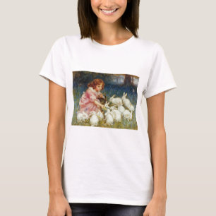 Girl feeding Rabbits T-Shirt