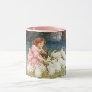 Girl Feeding the Rabbits (by Frederick Morgan) Mug